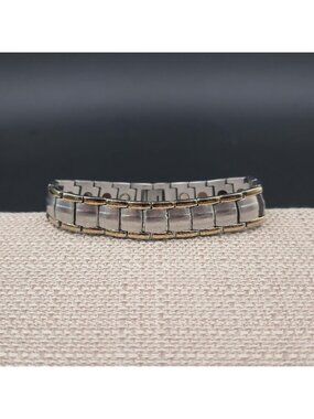 8 Inch Stainless Steel And Gold Designer Watch Band Bracelet B1144